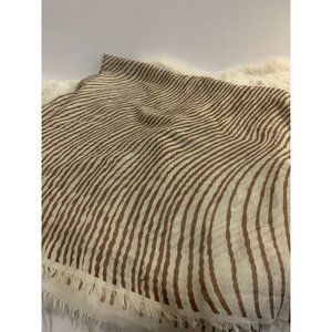 JC SUNNY JUST CLASSIC Cotton Beige Mauve Fringe Shawl Scarf NWT